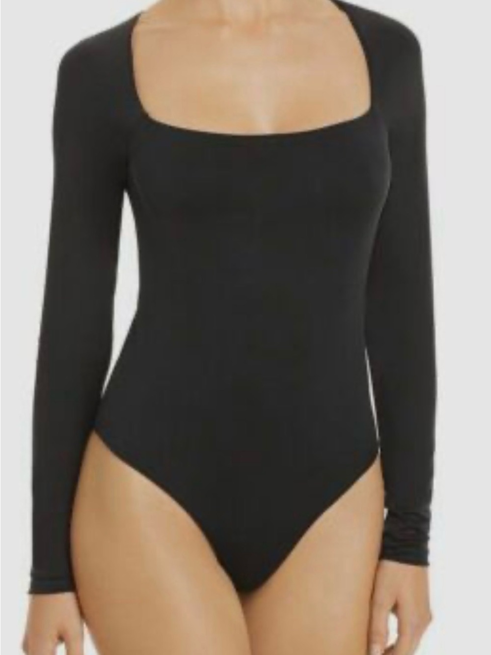 Klassy Network Black Long Sleeve Square Neck Bodysuit